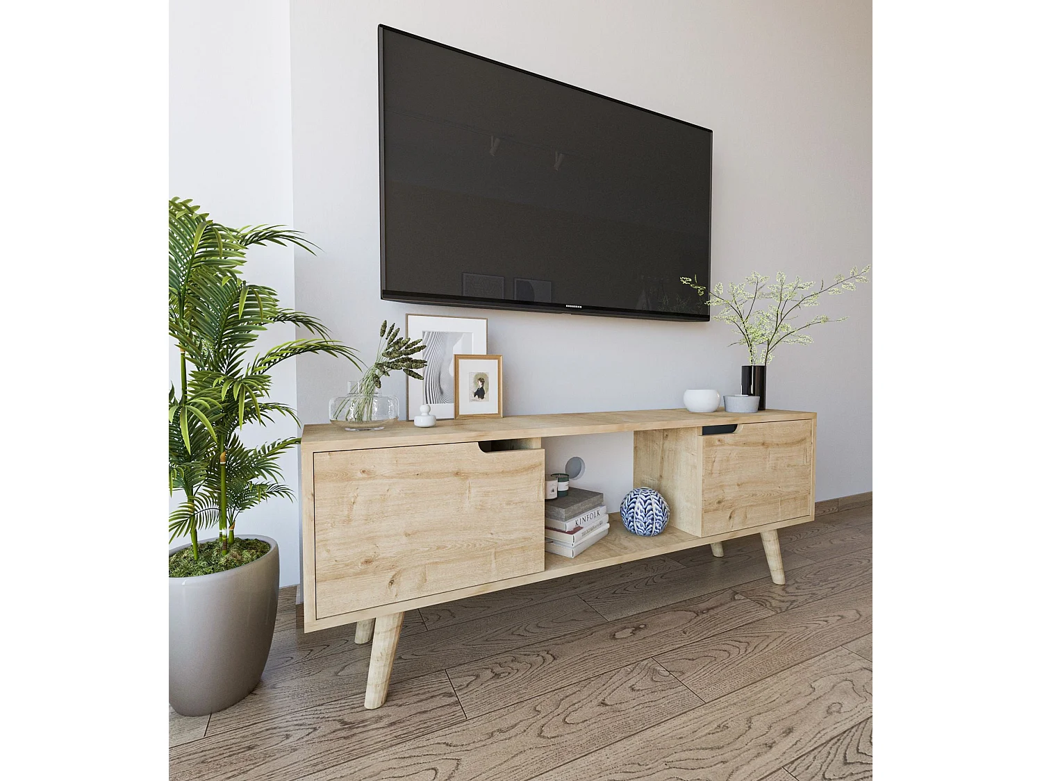 Mueble de TV – 139,7 cm x 53 cm x 53 cm – Roble Zafiro – Aglomerado