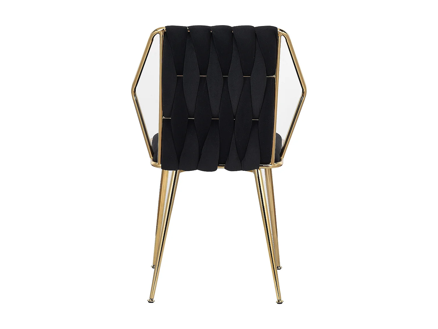 Lot de 2 chaises de salle à manger avec chaises avec accoudoirs et dossier - avec pieds en métal or - tissu en velours, Scandinave - noir