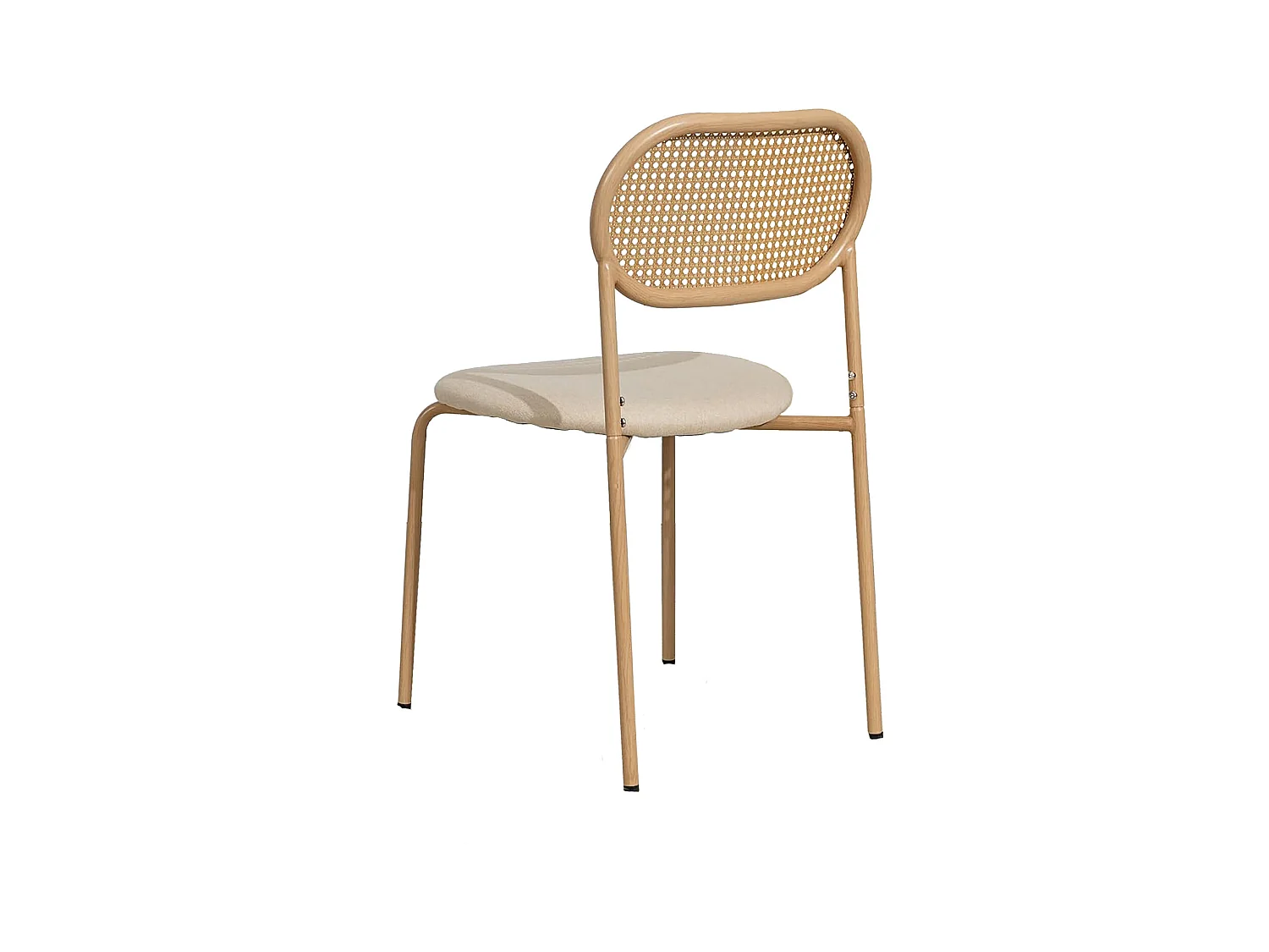 Lot de 2 chaises de salle à manger - chaise au dosseret en simili-rotin - avec pieds en métal - tissu en PU, Scandinave - Marron