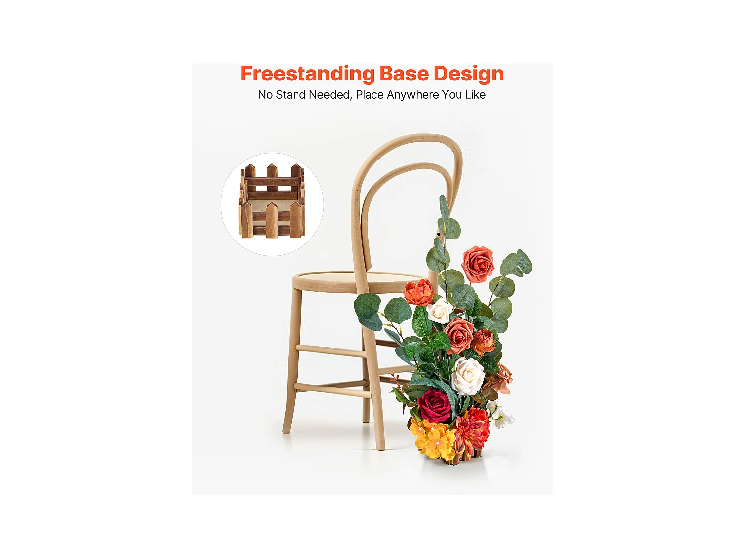 Zelfstandig Staand Kunstbloemstuk SucceBuy, Set van 4, Kunstbloemen voor Trouwgangdecoratie, Tafeldecoratie, 45x25x25 cm