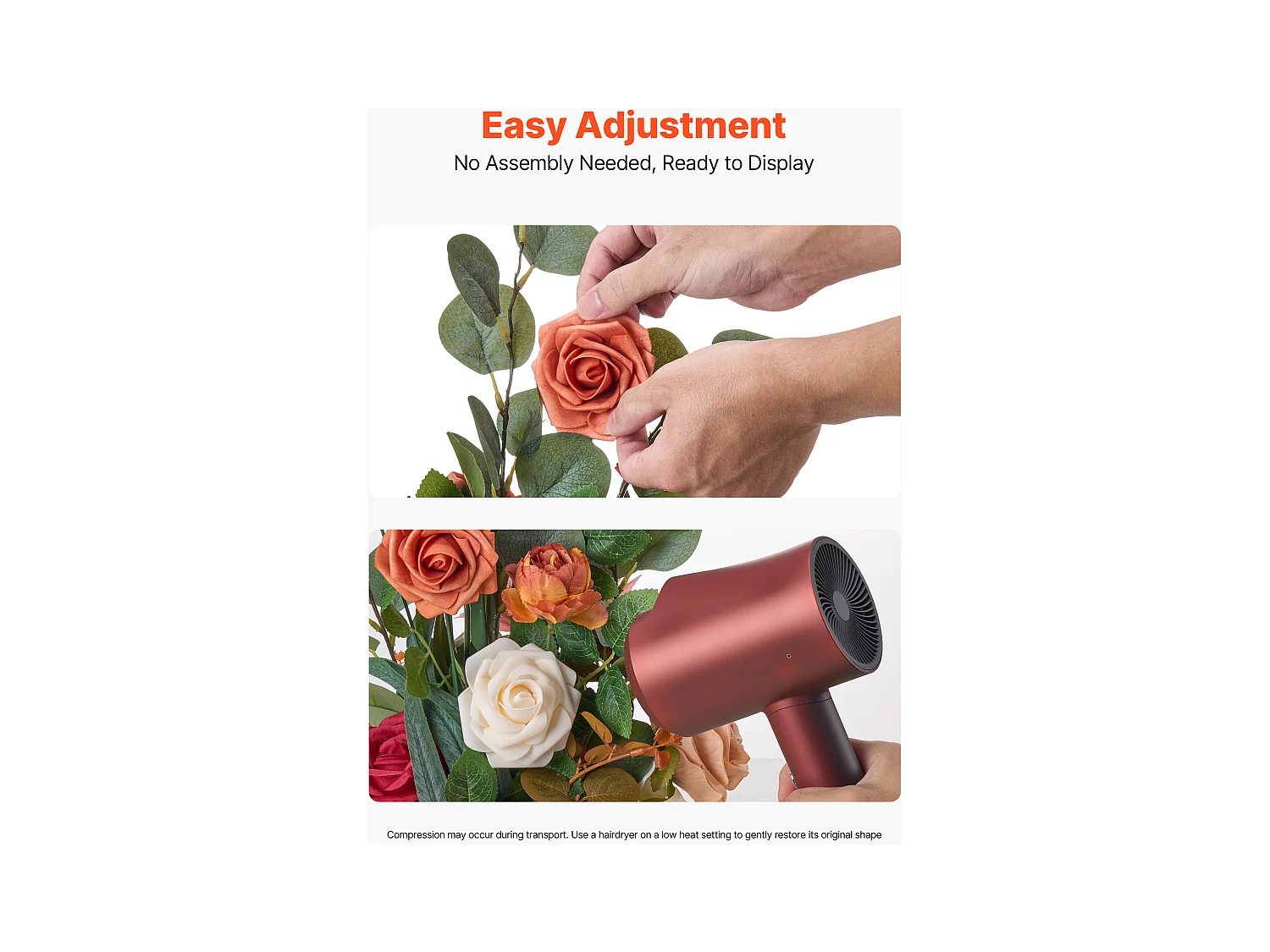 Zelfstandig Staand Kunstbloemstuk SucceBuy, Set van 4, Kunstbloemen voor Trouwgangdecoratie, Tafeldecoratie, 45x25x25 cm