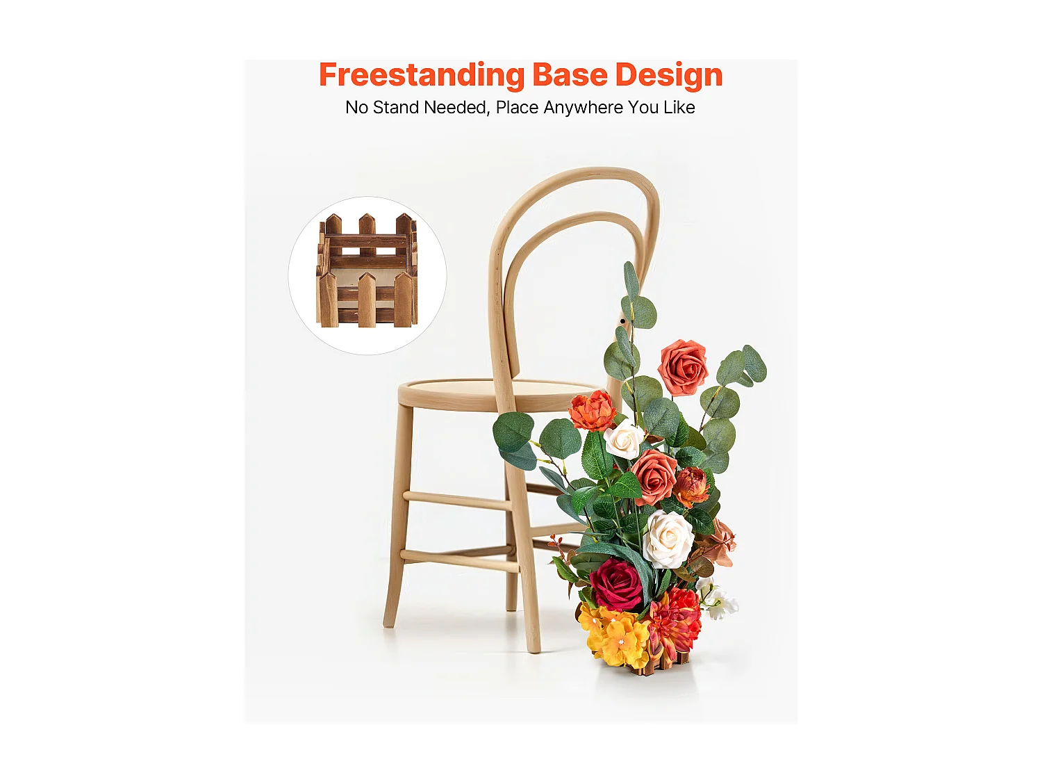 Selbststehende Künstliche Blumengesteck SucceBuy, Satz von 4, Künstliche Blumen für Hochzeitsgangdekoration, Tischdekoration, 45x25x25 cm