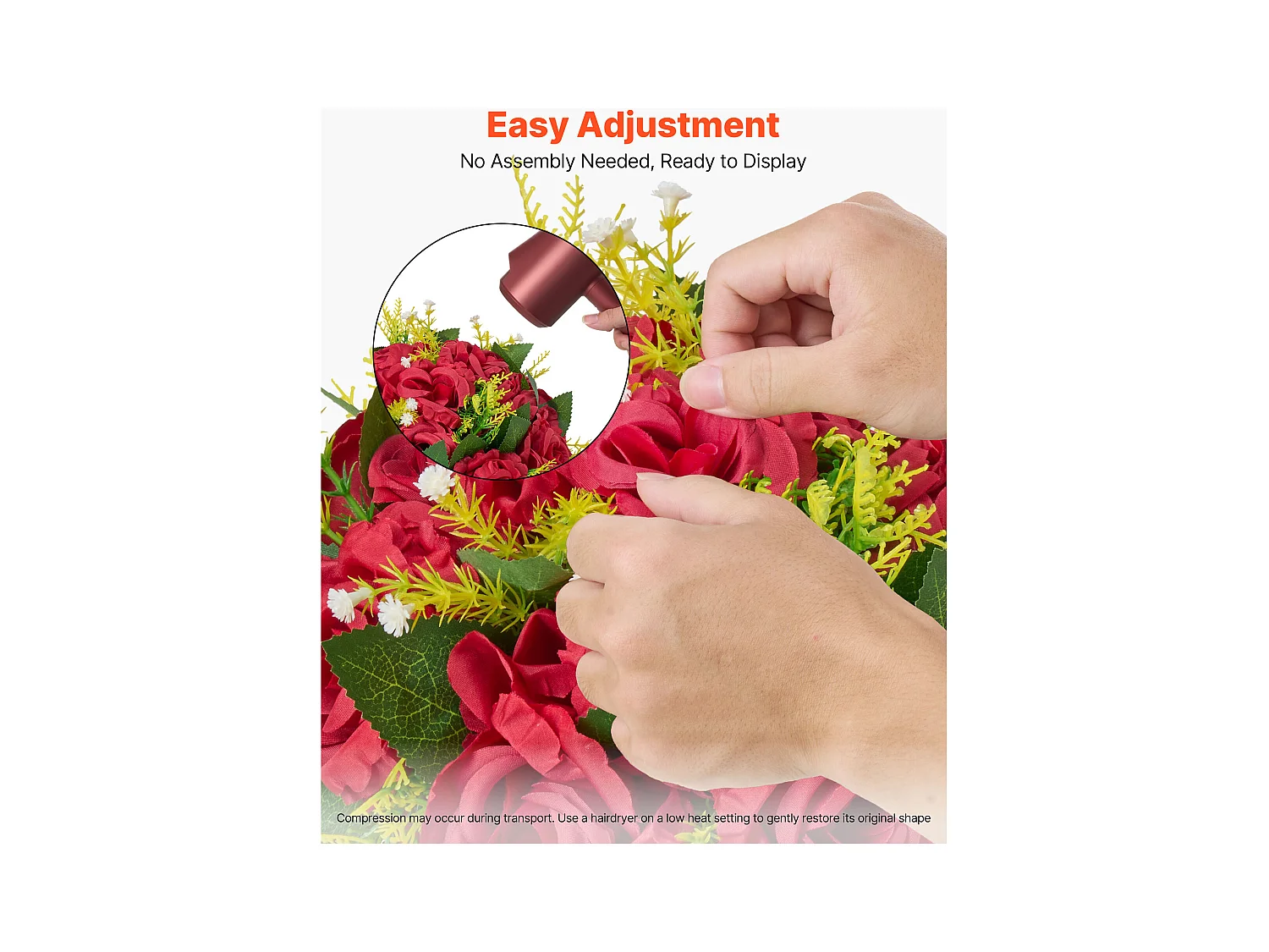 Palle di Fiori Artificiali SucceBuy, Lotto di 10, 24 cm, Composizioni di Rose Rosse Artificiali, Fiori Finti Decorativi per Centrotavola