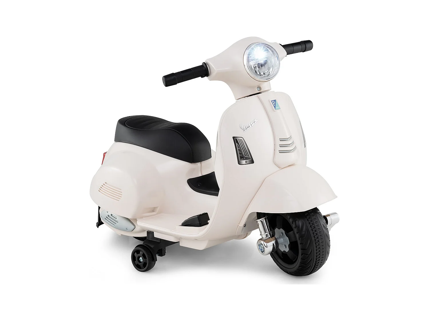 Lizenzierte Vespa Kinder Elektromotorrad 6V Batterie betriebenes Motorrad mit LED-Scheinwerfer Weiß