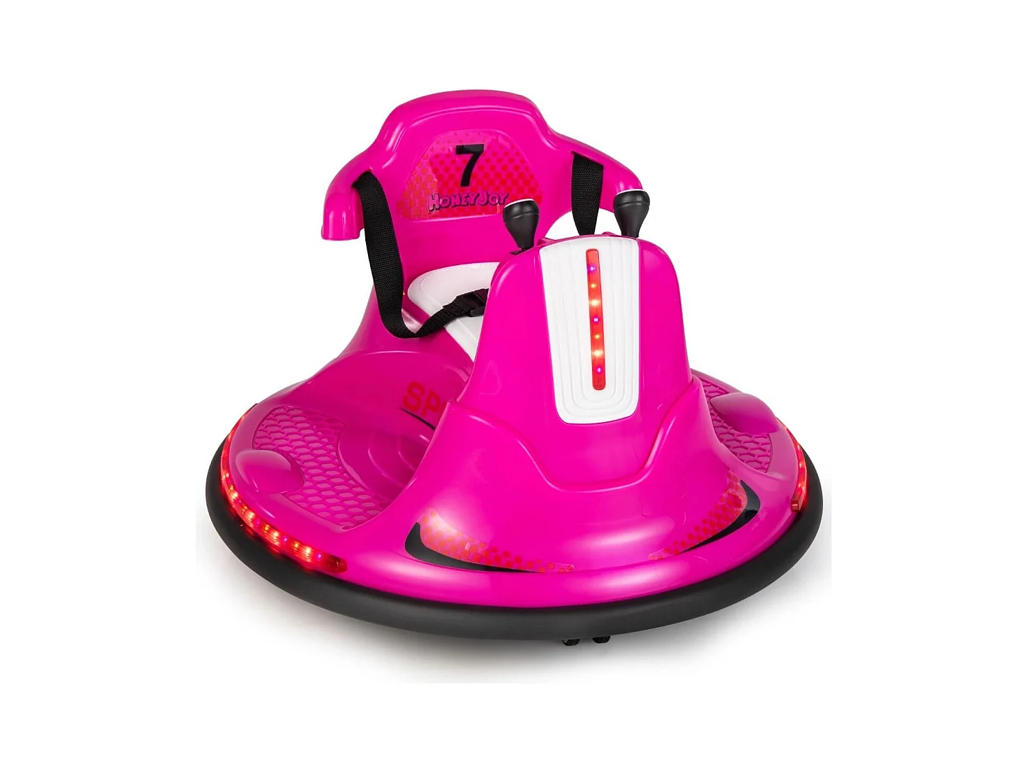 6V Kinder Autoscooter 360 Grad Drehung mit Musik & bunten LED Lichtern Rosa