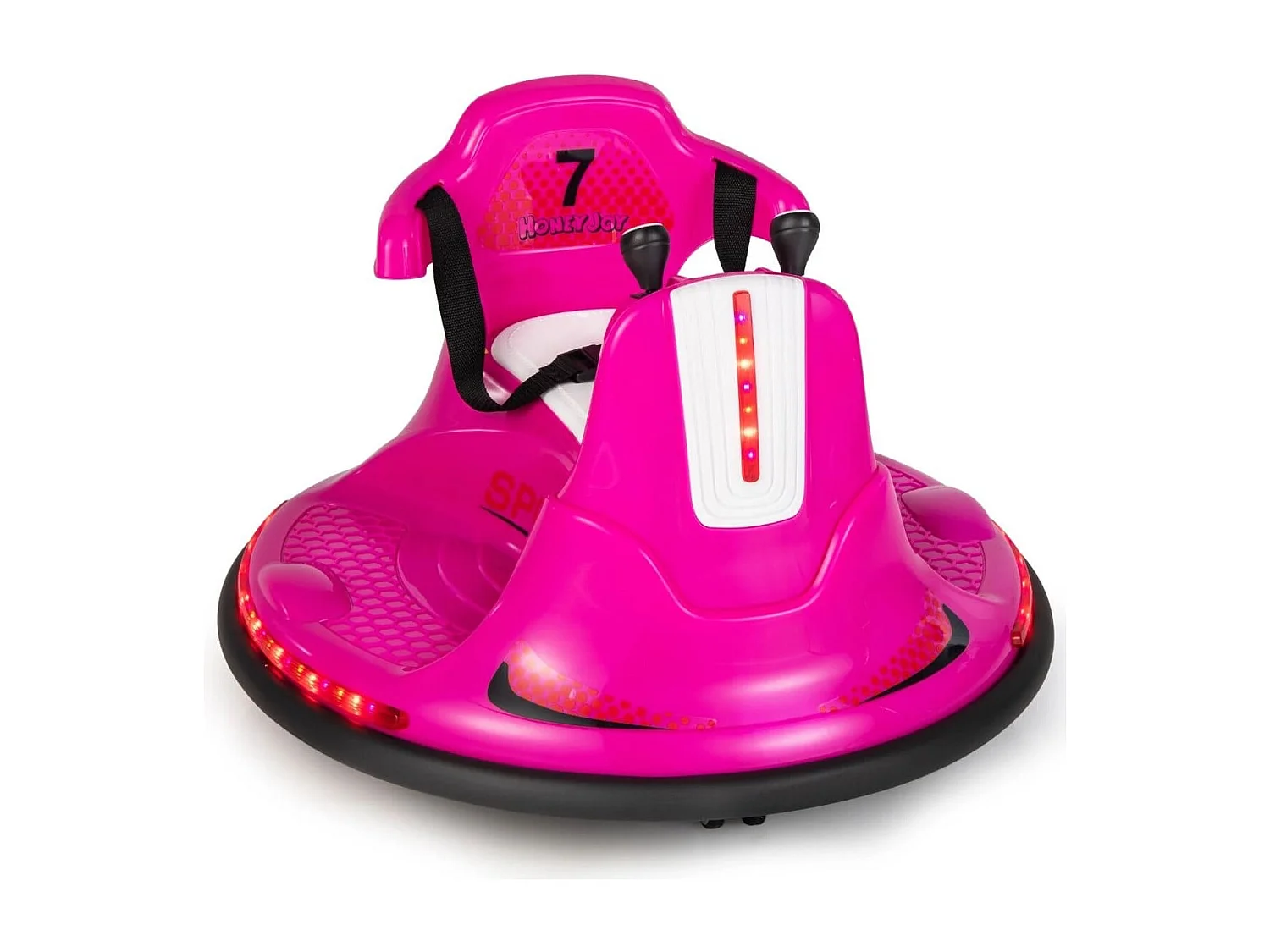 6V Kinder Autoscooter 360 Grad Drehung mit Musik & bunten LED Lichtern Rosa