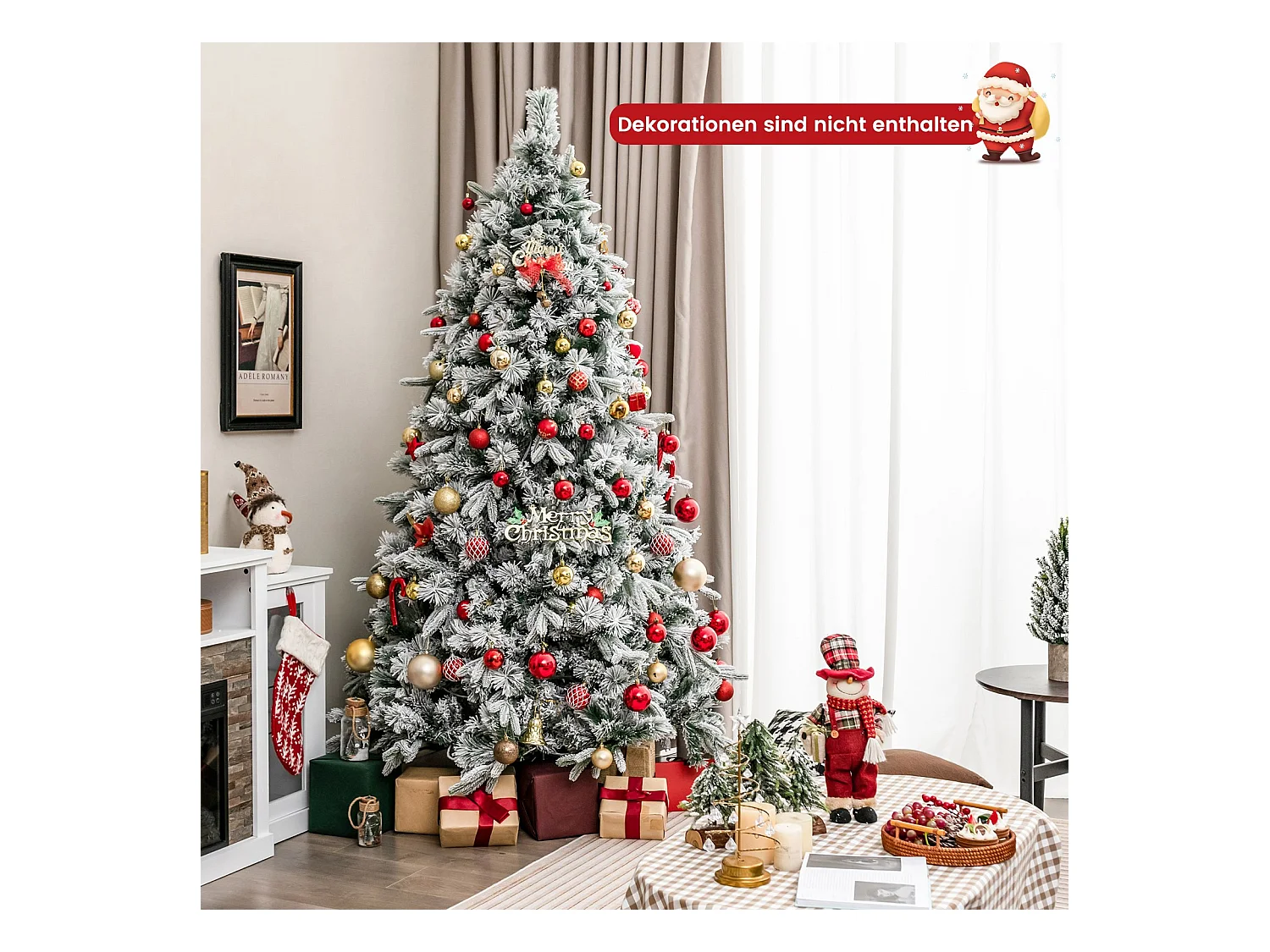 Albero di Natale artificiale da 210 cm con neve e luci Albero di Natale con 300 luci LED bianco caldo