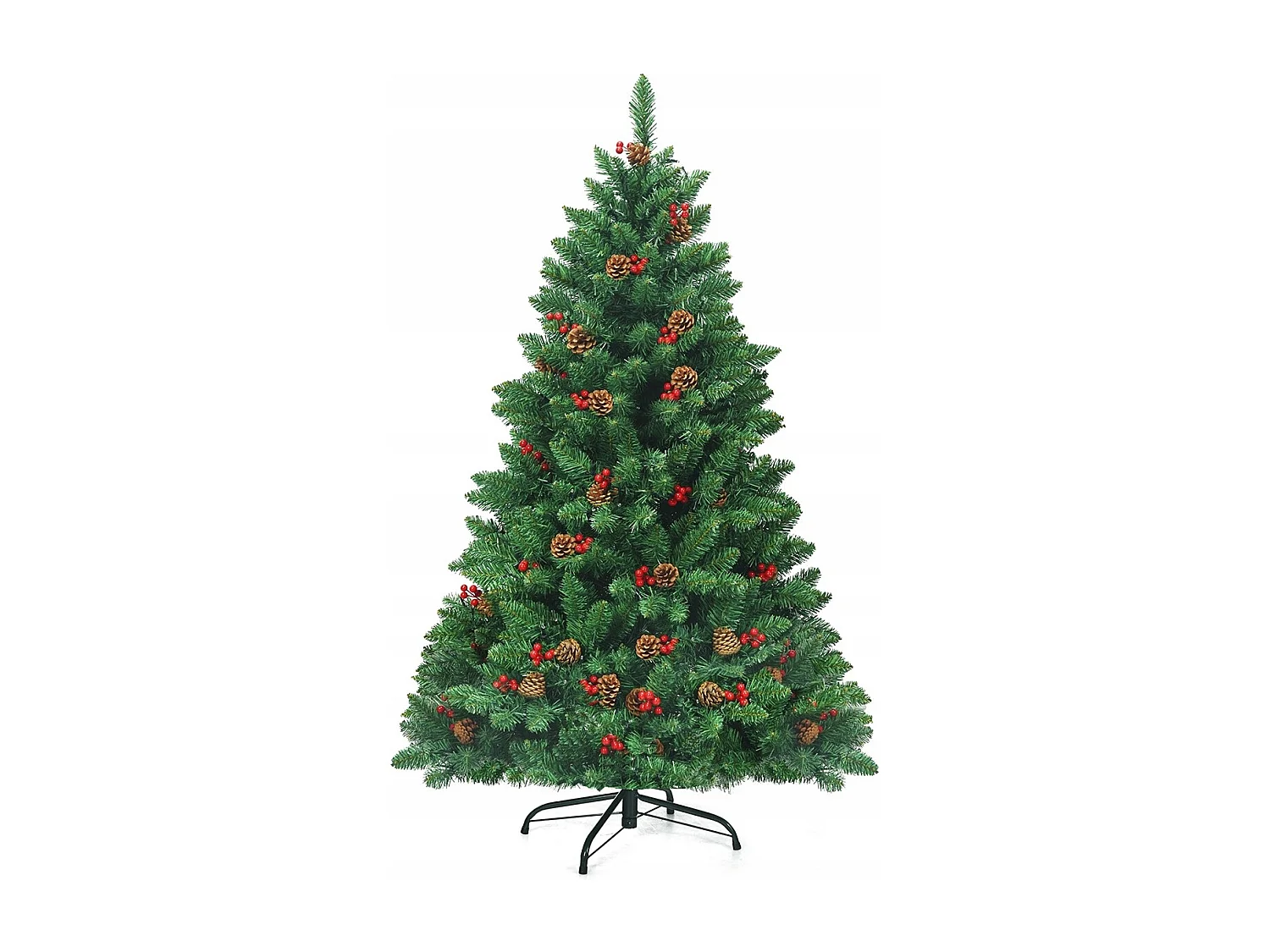 Sapin de Noël Artificiel LED Charnières avec Support Métallique Robuste Système de Pliage Aiguilles en PVC 135cm