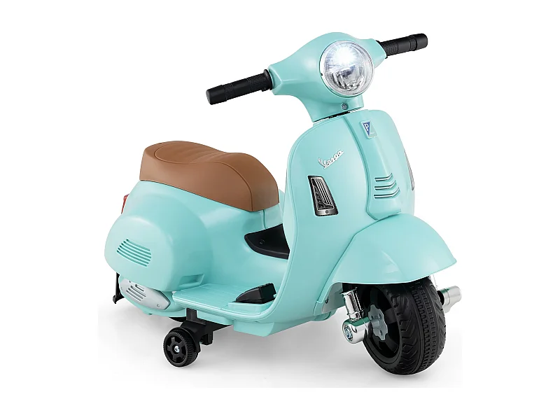 Moto elettrica Vespa per bambini con licenza 6V a batteria con faro a LED blu