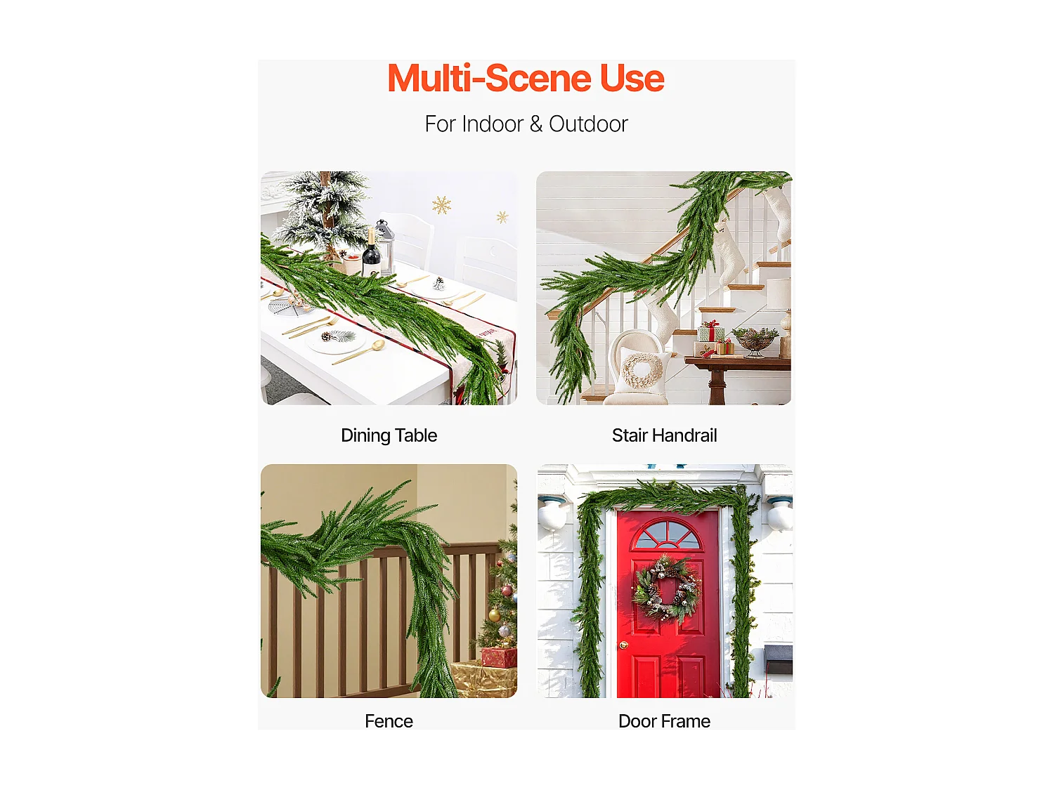 Kerstkrans SucceBuy, 1,5 m, Kunstmatige Norfolk Dennekrans, Groene Kerstdecoratie, voor Binnen, Buiten, op Tafel, Schoorsteenmantel