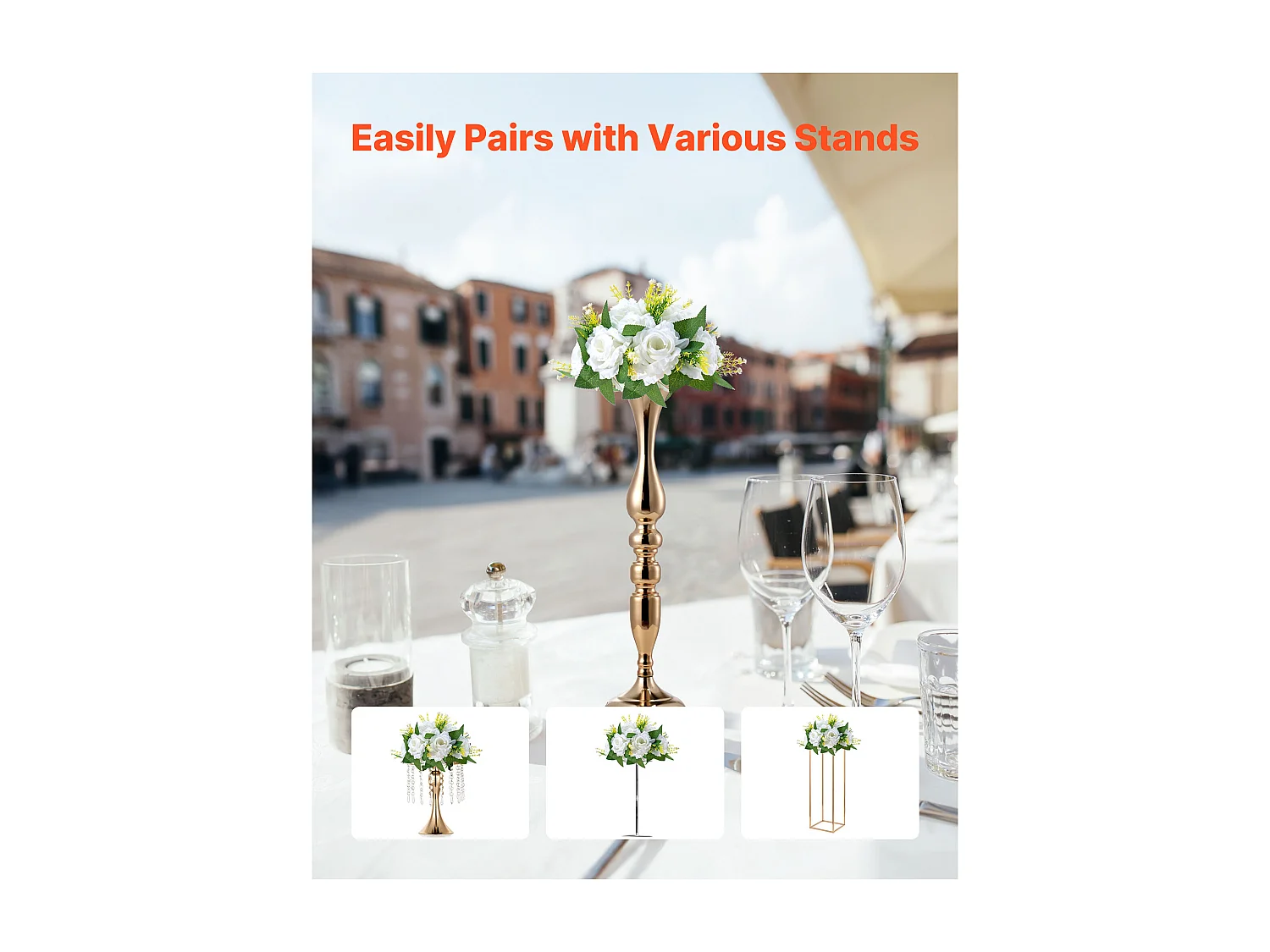 Boules de Fleurs Artificielles SucceBuy, Lot de 10, 24 cm, Compositions de Roses Blanches Artificielles, Fausses Fleurs Décoratives pour Centres de Table