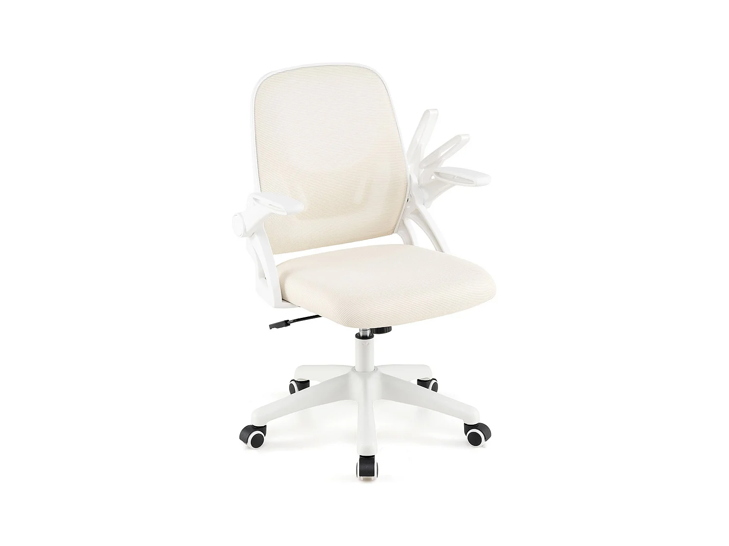 Ergonomischer Bürostuhl mit Hochklappbaren Armlehnen & Wippfunktion Computerstuhl Beige