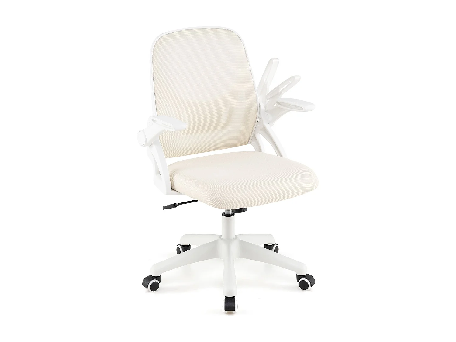 Sedia da scrivania ergonomica in rete con supporto lombare e braccioli ribaltabili, Sedia da lavoro girevole Beige