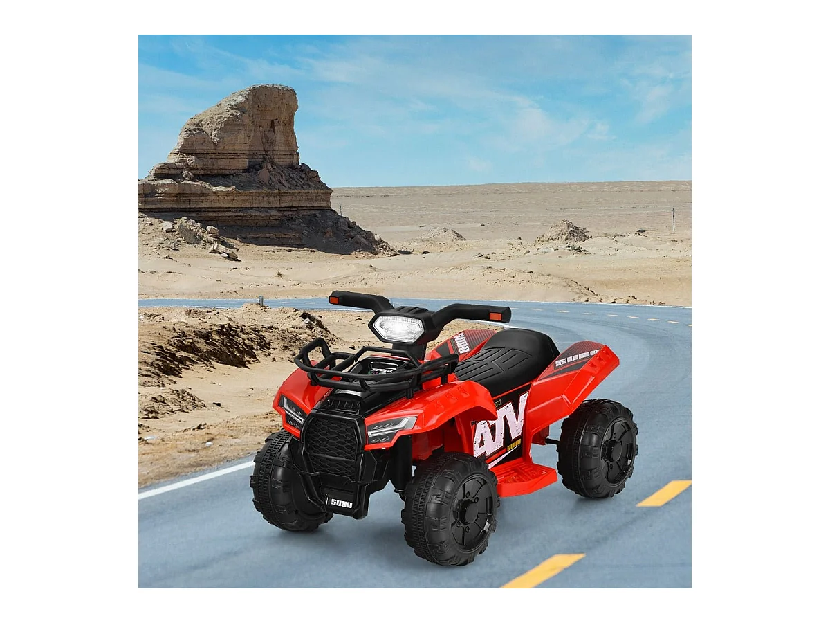 6V Elektro Kinderquad mit Stauraum & Musik & Hupe & LED Scheinwerfer Mini Elektroquad Rot