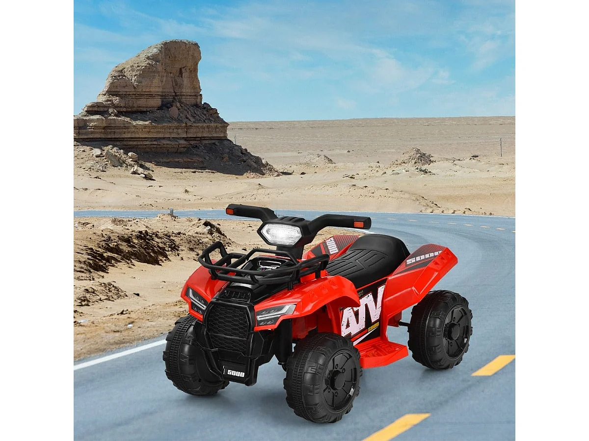 6V Elektro Kinderquad mit Stauraum & Musik & Hupe & LED Scheinwerfer Mini Elektroquad Rot