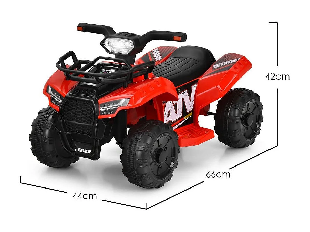 6V Elektro Kinderquad mit Stauraum & Musik & Hupe & LED Scheinwerfer Mini Elektroquad Rot