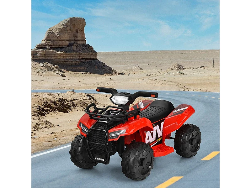 6V Elektro Kinderquad mit Stauraum & Musik & Hupe & LED Scheinwerfer Mini Elektroquad Rot