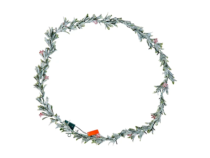 Ghirlanda di Natale SucceBuy, 2,7 m, Ghirlanda di Foglie di Ulivo Artificiale Luminosa, Decorazione Natalizia Verde, con Bacche Rosse, per Mensola del Camino