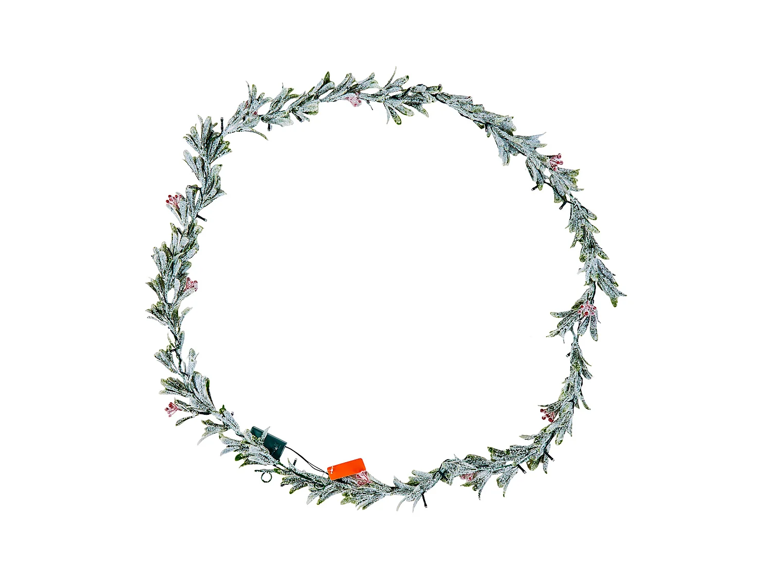 Ghirlanda di Natale SucceBuy, 2,7 m, Ghirlanda di Foglie di Ulivo Artificiale Luminosa, Decorazione Natalizia Verde, con Bacche Rosse, per Mensola del Camino