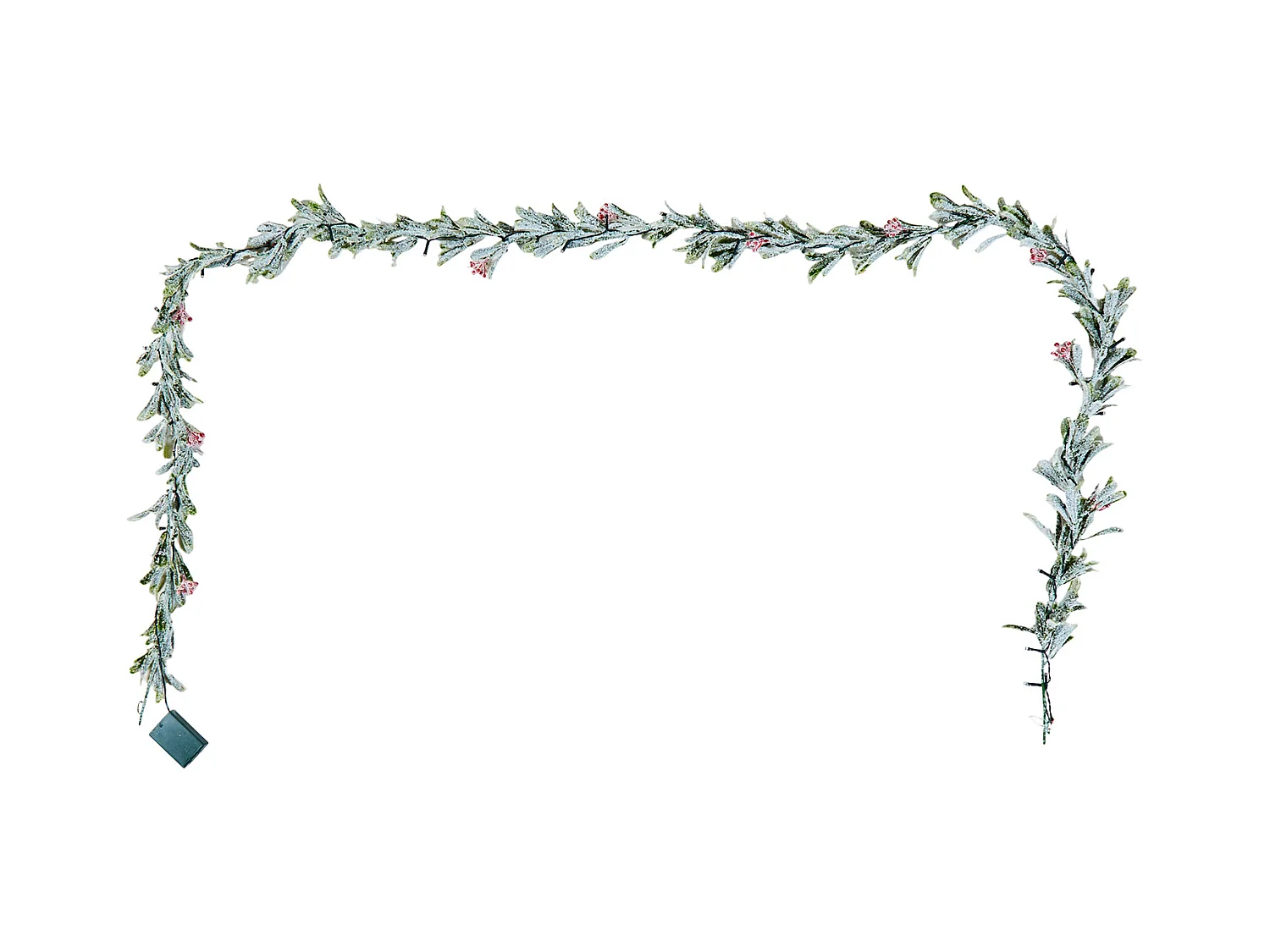 Ghirlanda di Natale SucceBuy, 2,7 m, Ghirlanda di Foglie di Ulivo Artificiale Luminosa, Decorazione Natalizia Verde, con Bacche Rosse, per Mensola del Camino