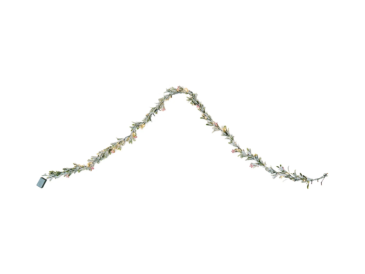 Ghirlanda di Natale SucceBuy, 2,7 m, Ghirlanda di Foglie di Ulivo Artificiale Luminosa, Decorazione Natalizia Verde, con Bacche Rosse, per Mensola del Camino