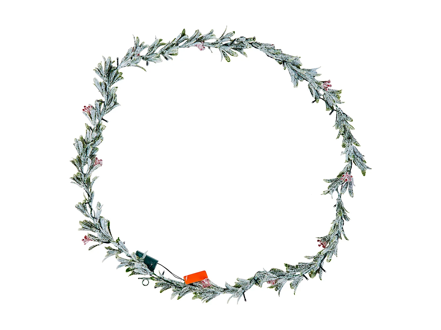 Kerstkrans SucceBuy, 2,7 m, Lichtgevende Kunstmatige Olijfbladerenkrans, Groene Kerstdecoratie, met Rode Bessen, voor Schoorsteenmantel