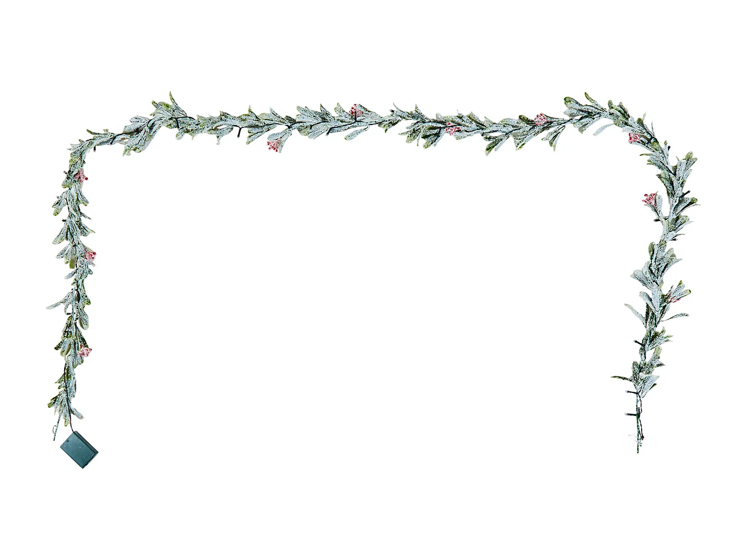 Kerstkrans SucceBuy, 2,7 m, Lichtgevende Kunstmatige Olijfbladerenkrans, Groene Kerstdecoratie, met Rode Bessen, voor Schoorsteenmantel