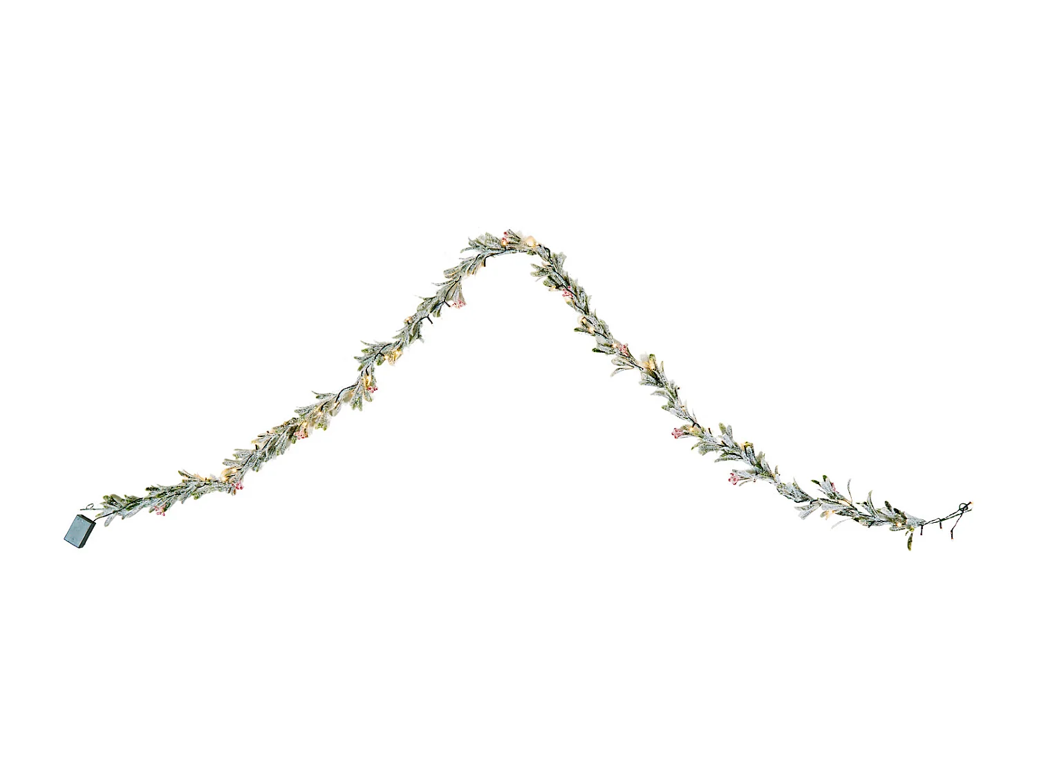 Kerstkrans SucceBuy, 2,7 m, Lichtgevende Kunstmatige Olijfbladerenkrans, Groene Kerstdecoratie, met Rode Bessen, voor Schoorsteenmantel