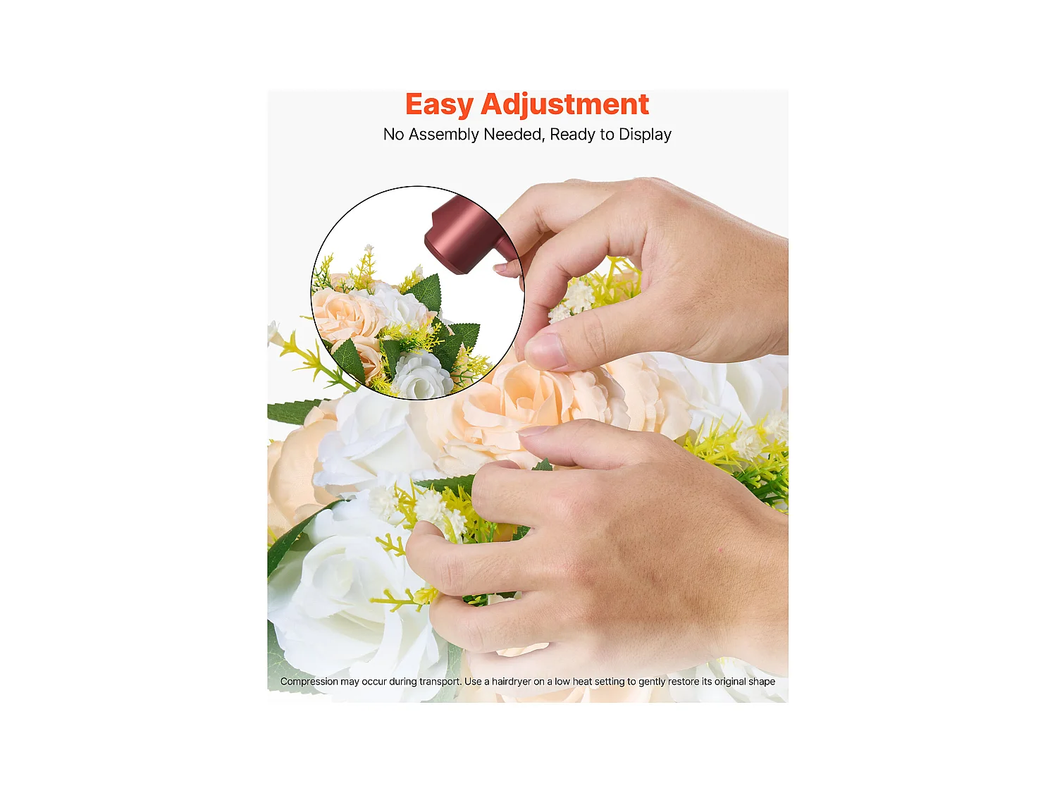 Boules de Fleurs Artificielles SucceBuy, Lot de 10, 24 cm, Compositions de Roses Artificielles pour Centres de Table, Mariages, Fêtes, Saint-Valentin