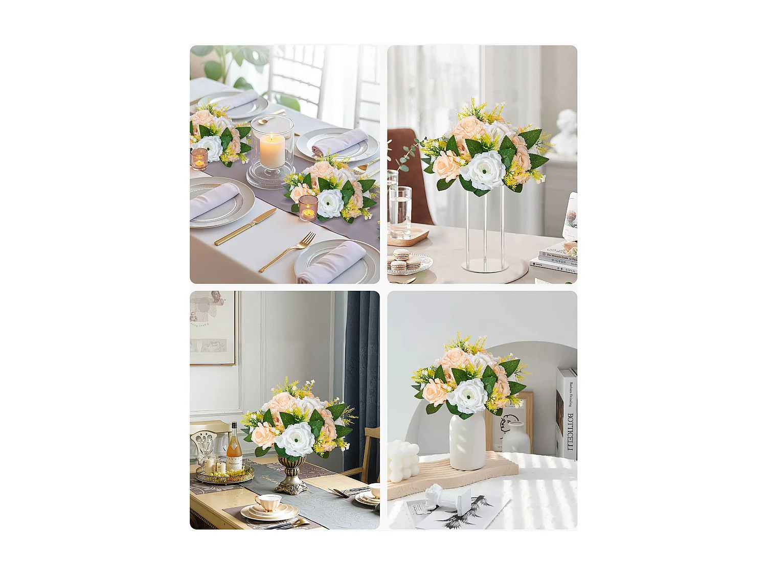 Palle di Fiori Artificiali SucceBuy, Lotto di 10, 24 cm, Composizioni di Rose Artificiali per Centrotavola, Matrimoni, Feste, San Valentino