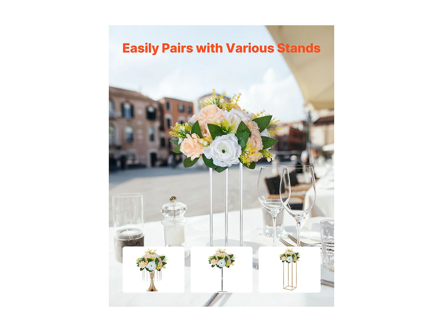 Palle di Fiori Artificiali SucceBuy, Lotto di 10, 24 cm, Composizioni di Rose Artificiali per Centrotavola, Matrimoni, Feste, San Valentino