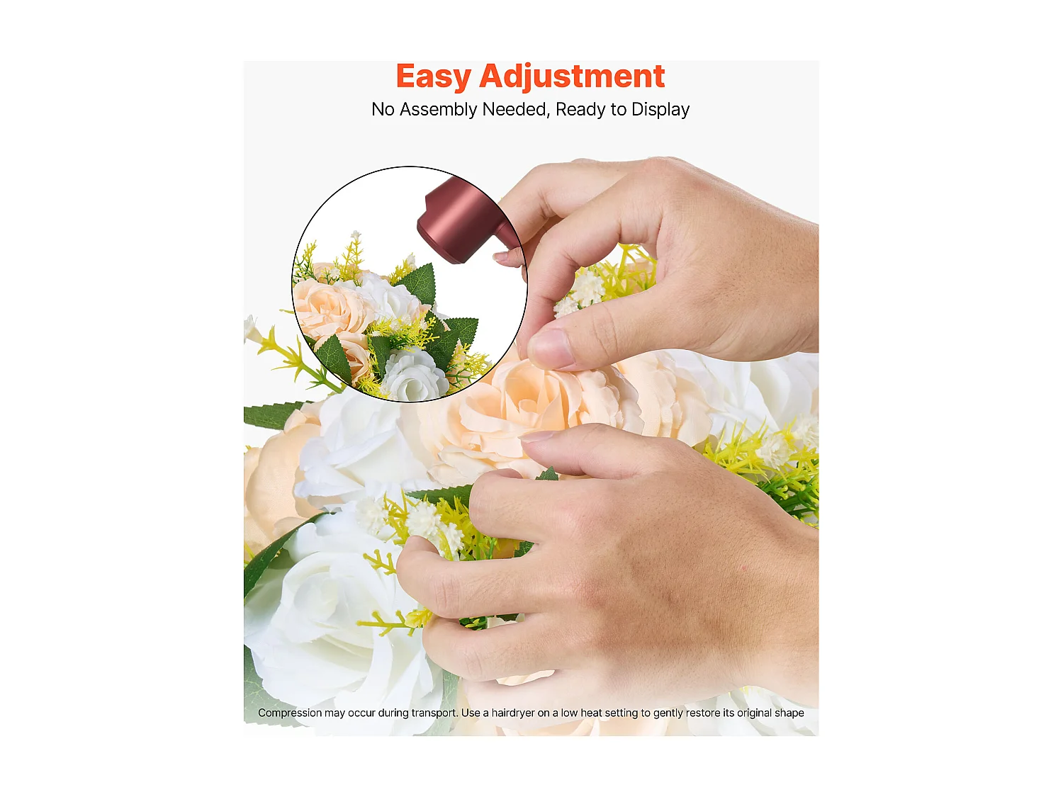 Palle di Fiori Artificiali SucceBuy, Lotto di 10, 24 cm, Composizioni di Rose Artificiali per Centrotavola, Matrimoni, Feste, San Valentino