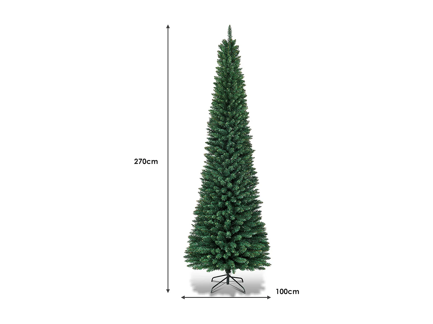 Arbre de Noël 270 Cm Aiguilles en Pvc Sapin Artificiel Longiligne Support Métallique Solide Sapin de Noël Non Lumineux 400 Branches Vert
