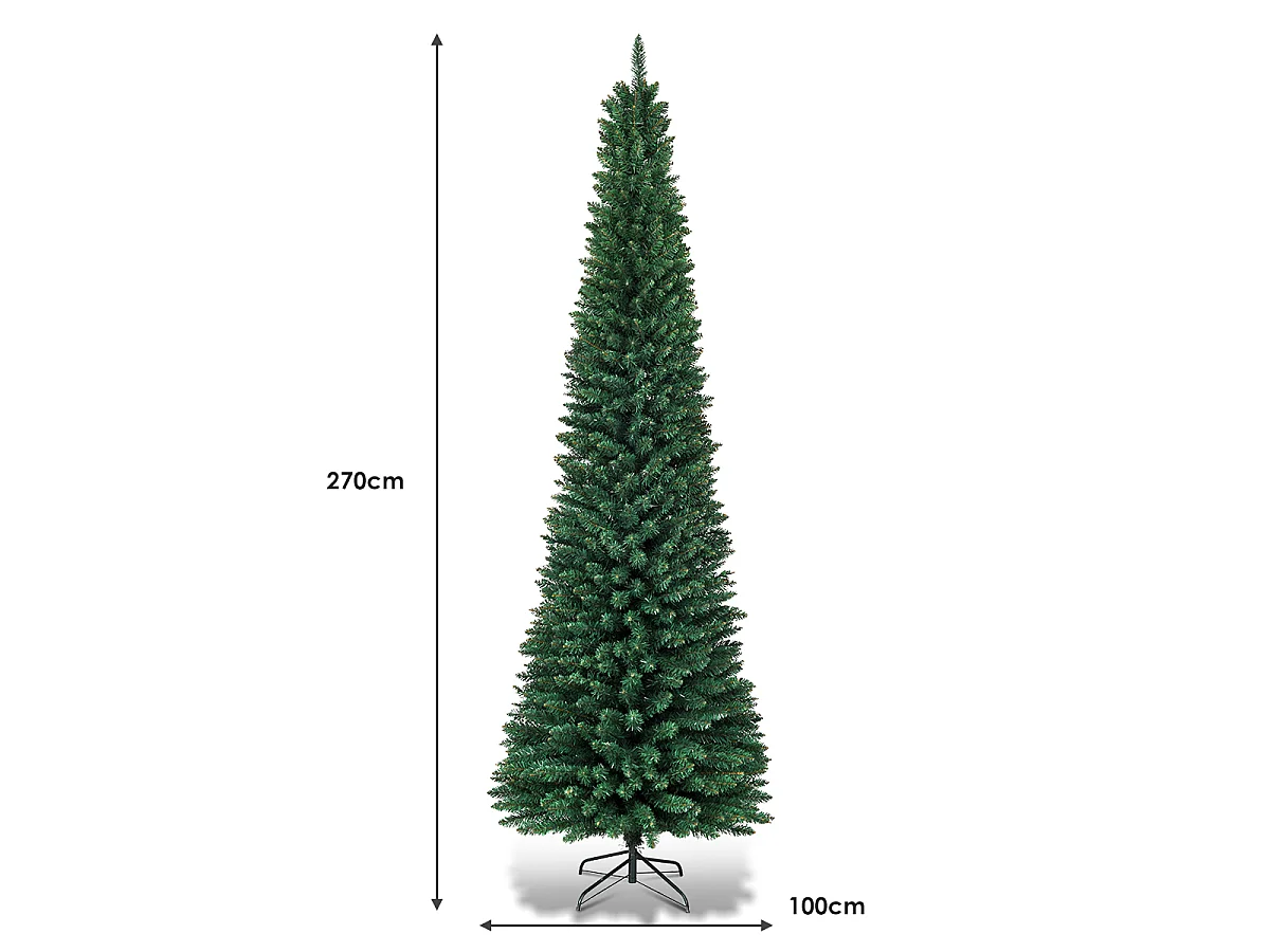 Sztuczna wąska choinka z metalowym stojakiem 270 cm