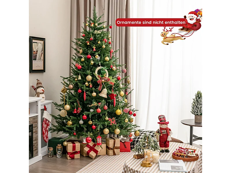 210 cm albero di Natale artificiale illuminato a battente con 8 modalità di illuminazione albero di Natale artificiale verde