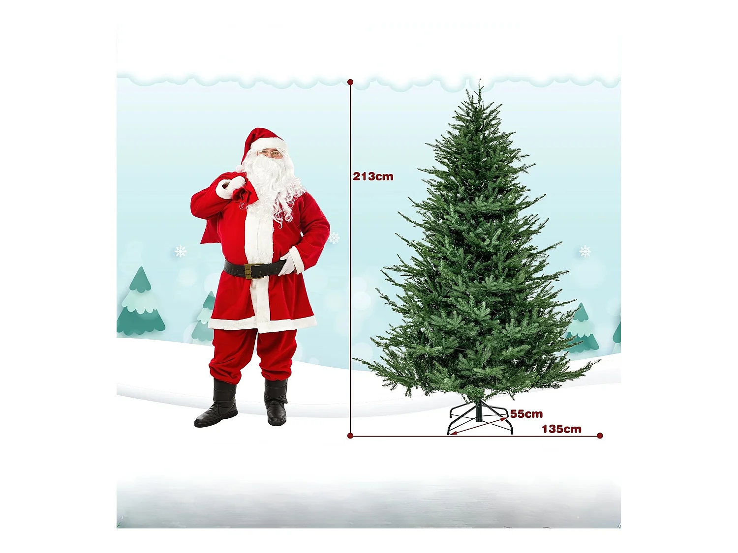 210 cm albero di Natale artificiale illuminato a battente con 8 modalità di illuminazione albero di Natale artificiale verde