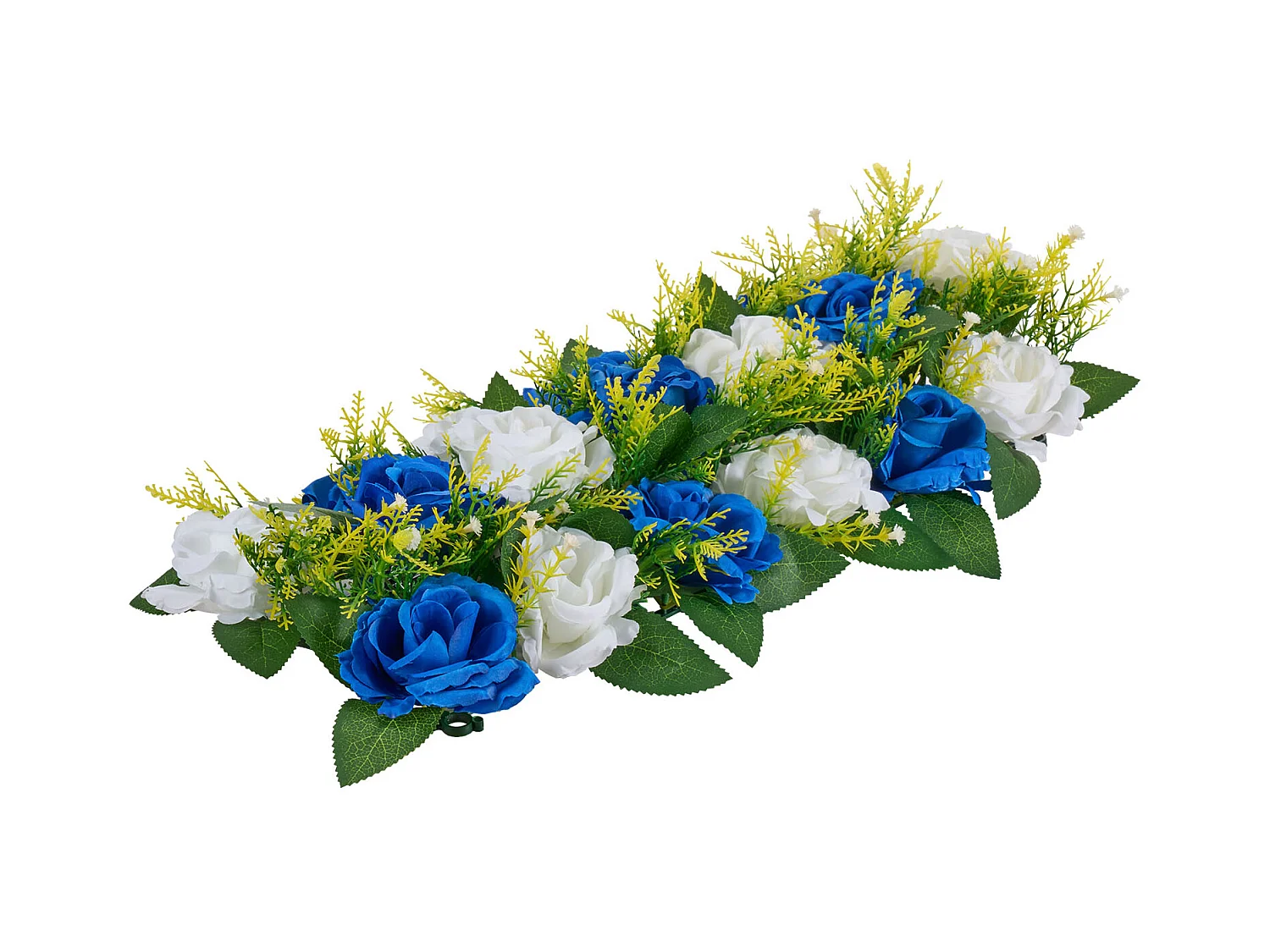 Composition Florale SucceBuy Artificielle Linéaire, Lot de 10, Fleurs Artificielles avec Roses Bleues et Blanches, pour Centre de Table, Mariage, Fête