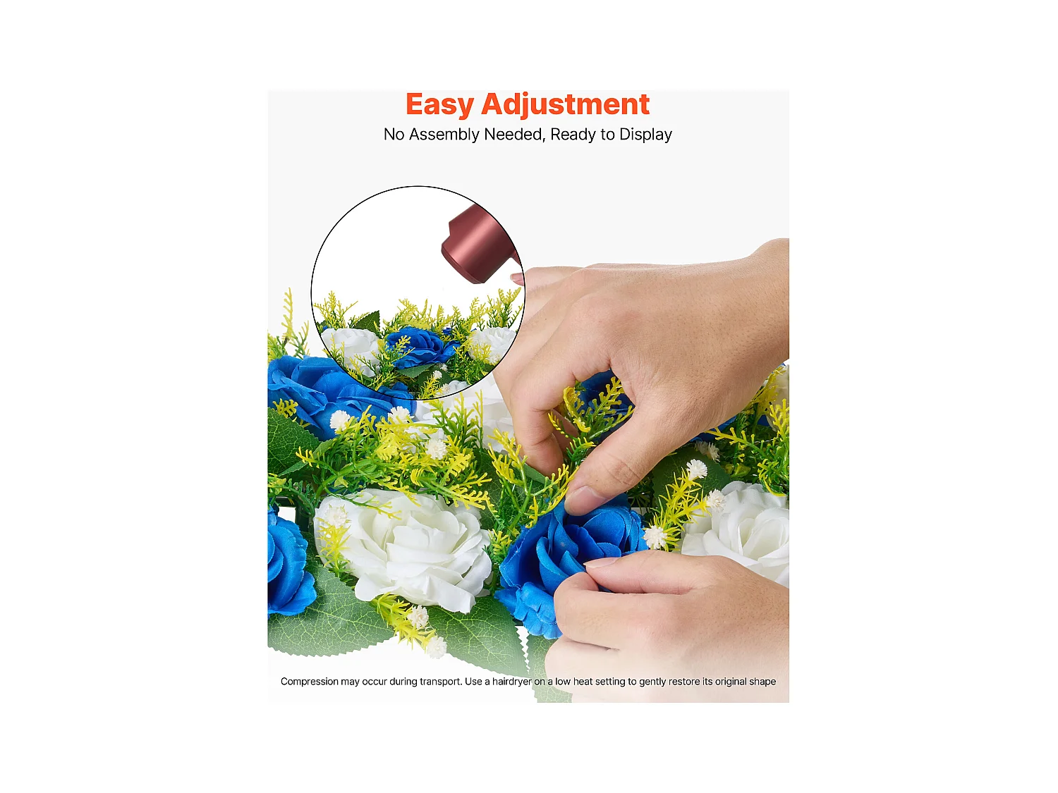 Composition Florale SucceBuy Artificielle Linéaire, Lot de 10, Fleurs Artificielles avec Roses Bleues et Blanches, pour Centre de Table, Mariage, Fête