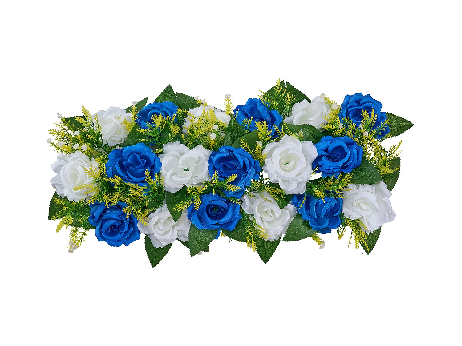 Composition Florale SucceBuy Artificielle Linéaire, Lot de 10, Fleurs Artificielles avec Roses Bleues et Blanches, pour Centre de Table, Mariage, Fête