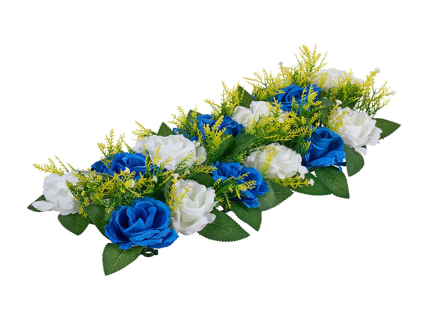 Composizione Floreale SucceBuy Artificiale Lineare, Lotto di 10, Fiori Artificiali con Rose Blu e Bianche, per Centrotavola, Matrimonio, Festa