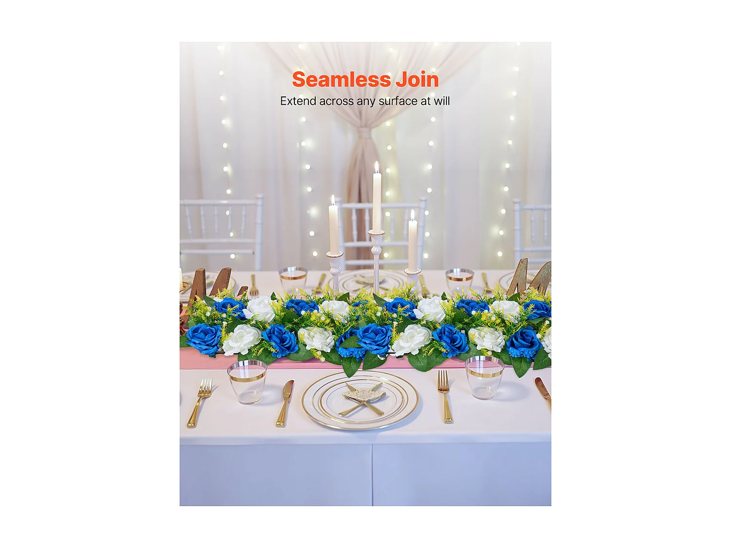 Composizione Floreale SucceBuy Artificiale Lineare, Lotto di 10, Fiori Artificiali con Rose Blu e Bianche, per Centrotavola, Matrimonio, Festa