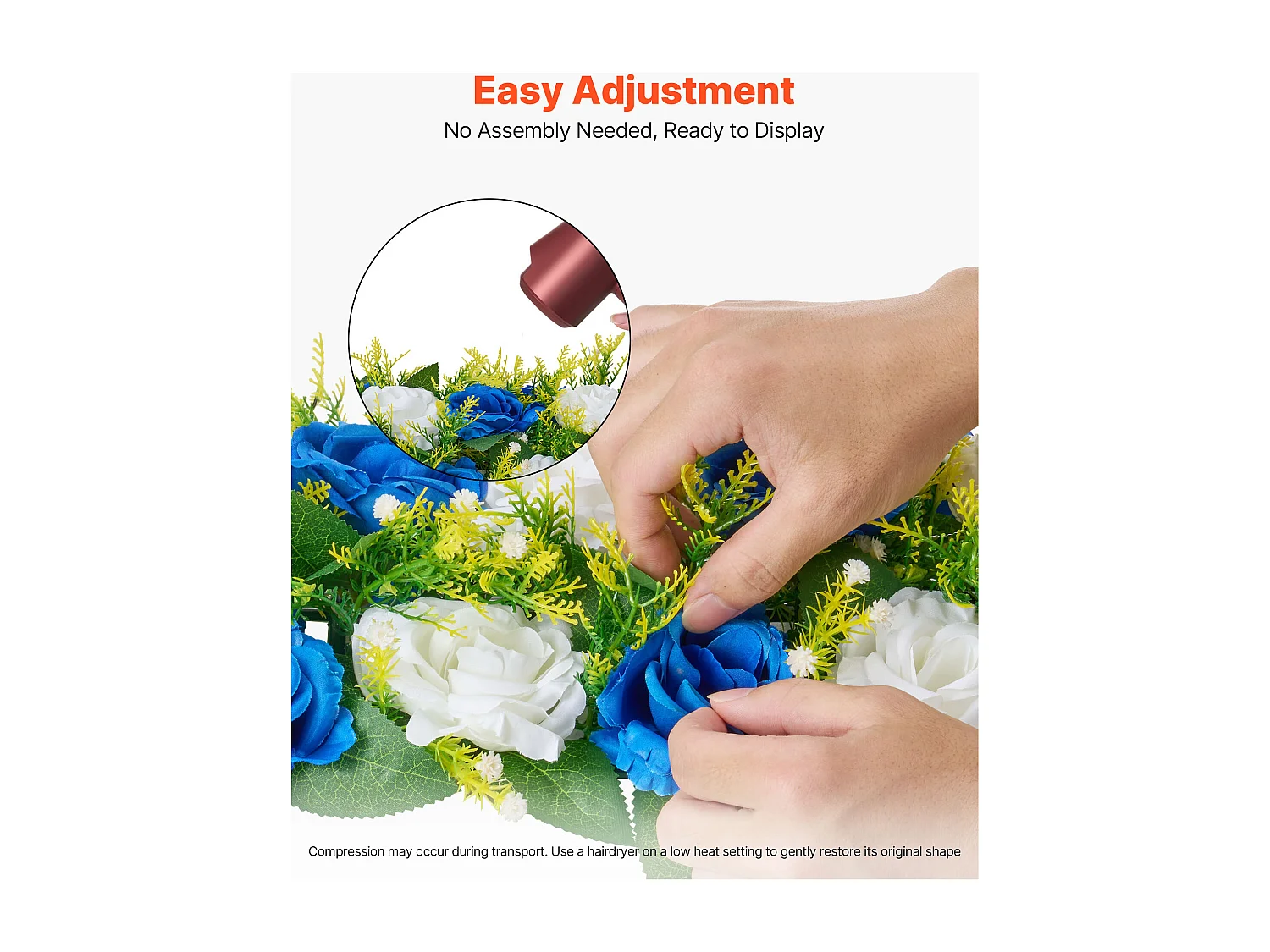 Composizione Floreale SucceBuy Artificiale Lineare, Lotto di 10, Fiori Artificiali con Rose Blu e Bianche, per Centrotavola, Matrimonio, Festa