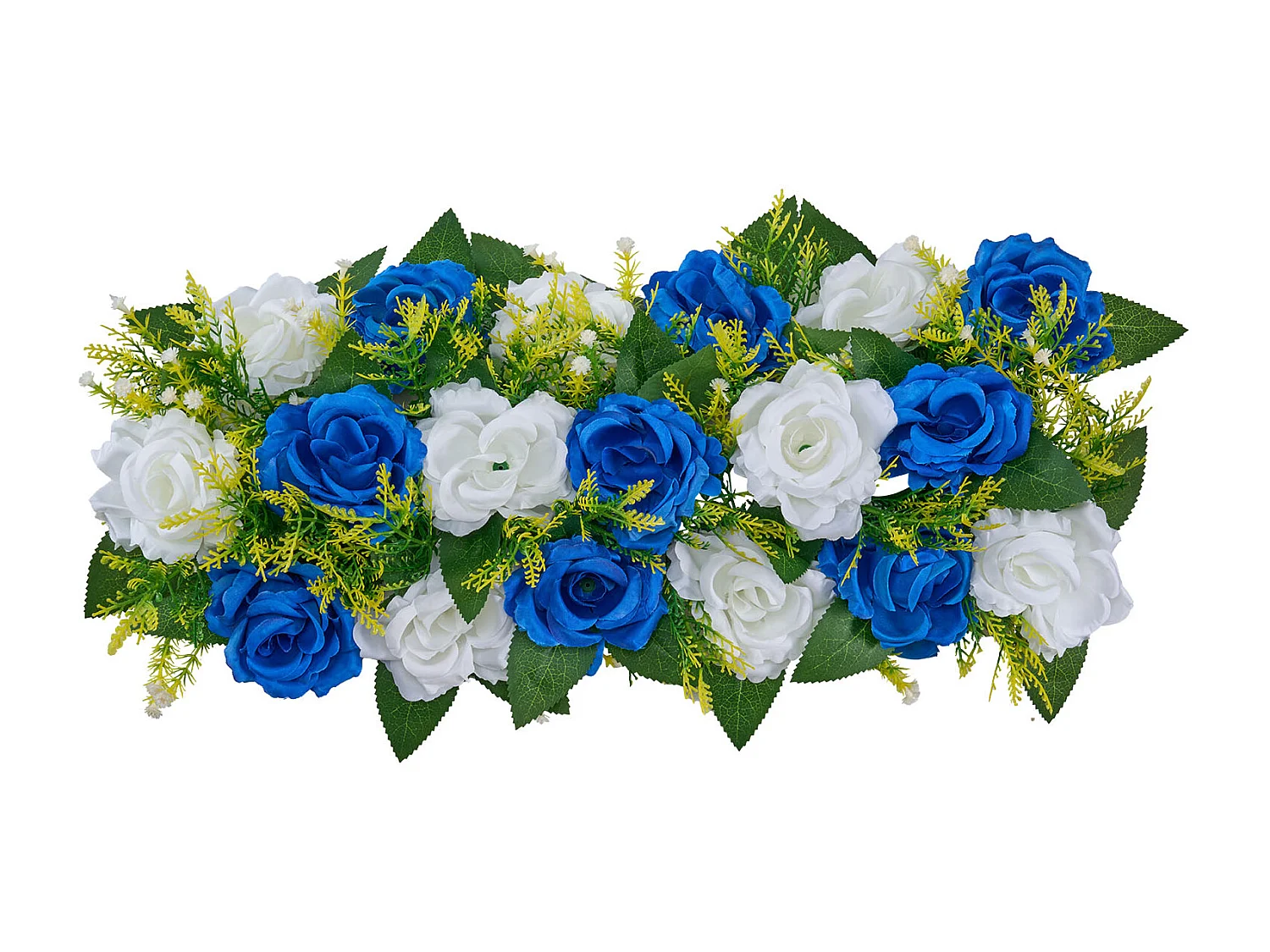 Composizione Floreale SucceBuy Artificiale Lineare, Lotto di 10, Fiori Artificiali con Rose Blu e Bianche, per Centrotavola, Matrimonio, Festa