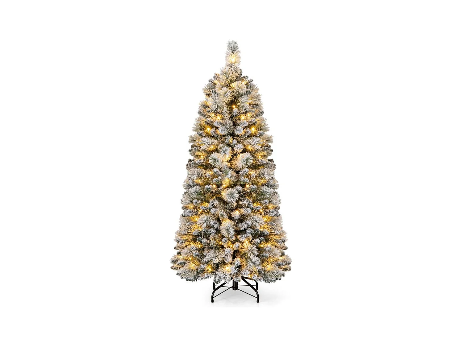 Albero di Natale pop-up 150cm con aghi di pino luci led bianco caldo sezione pieghevole, Albero decorativo artificiale