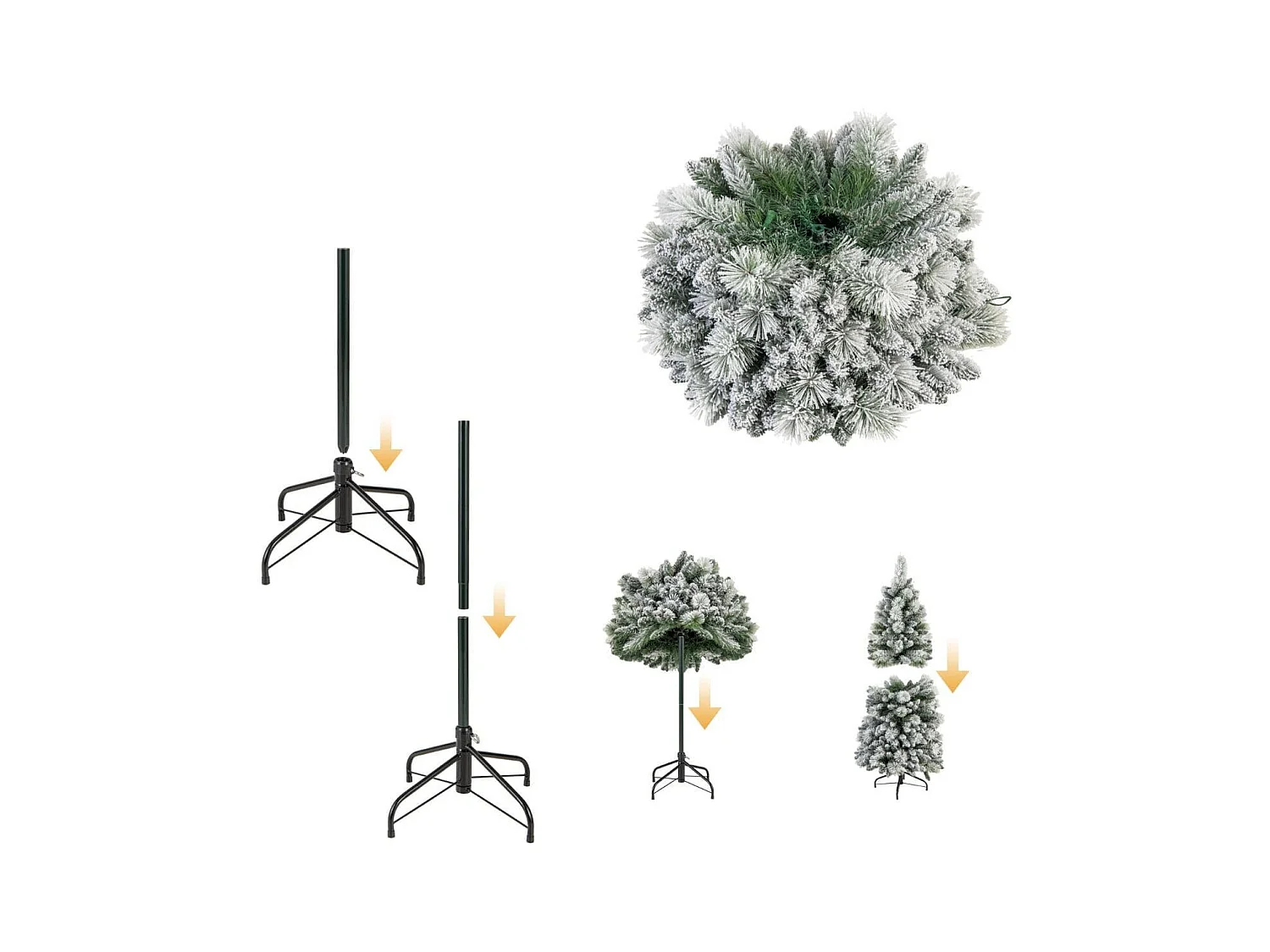 Albero di Natale pop-up 150cm con aghi di pino luci led bianco caldo sezione pieghevole, Albero decorativo artificiale