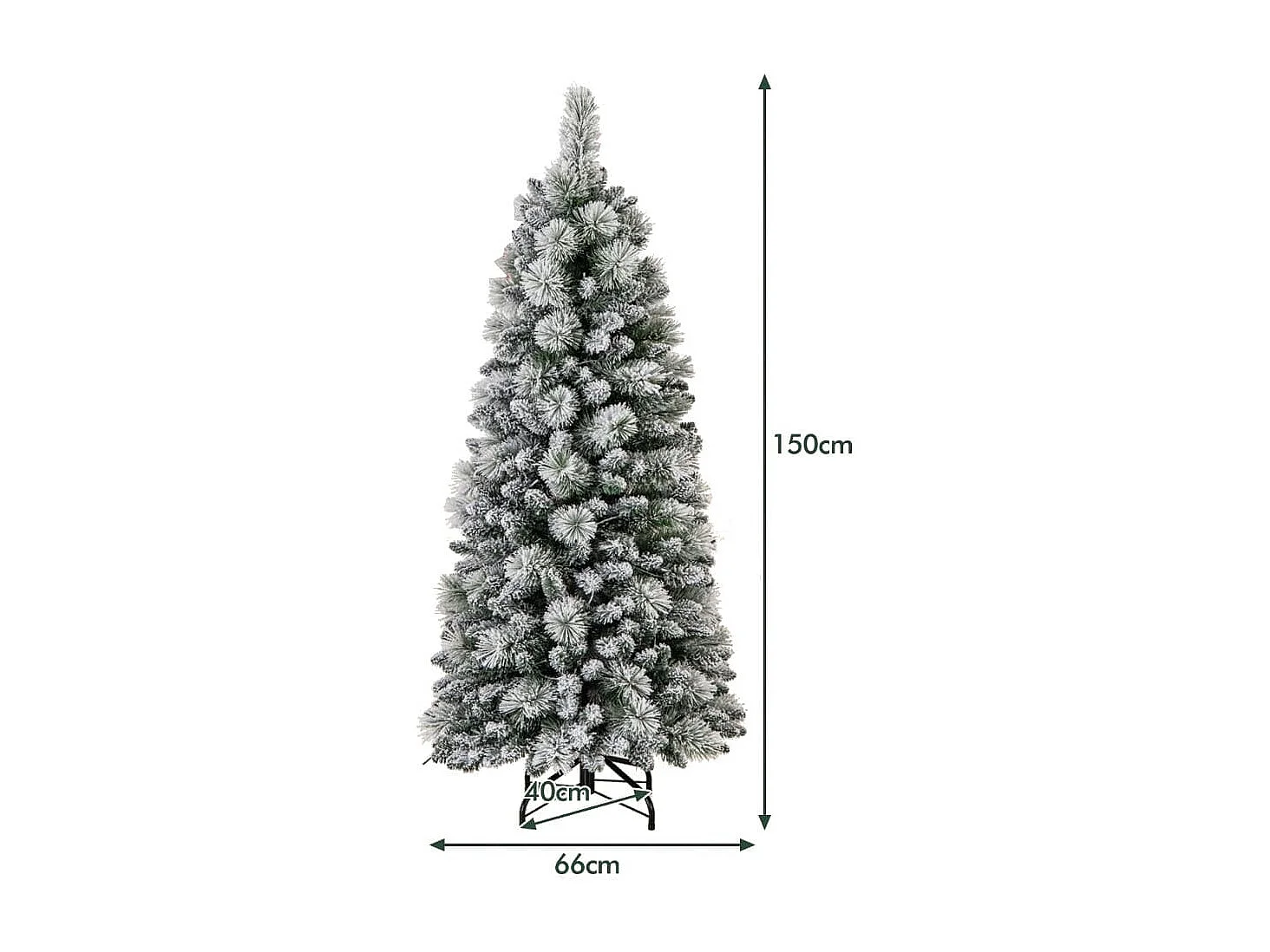 Sapin de Noël Floqué de 150 cm Arbre de Noël avec Aiguilles de Pin 378 Pointes de Branches 130 Lumières LED Blanc Chaud Section Pliable