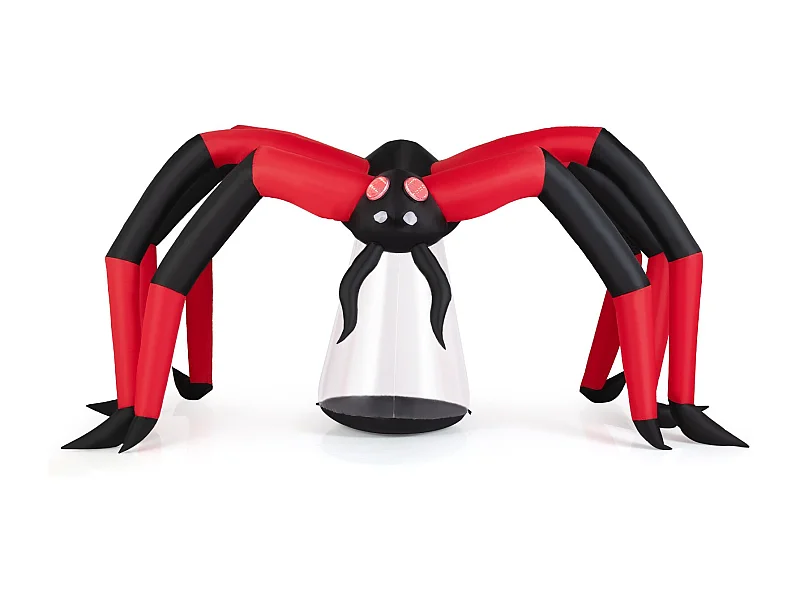 313 cm di lunghezza per Halloween Ragno gonfiabile decorazione spettrale con occhi rossi a tunnel luminoso e luce LED