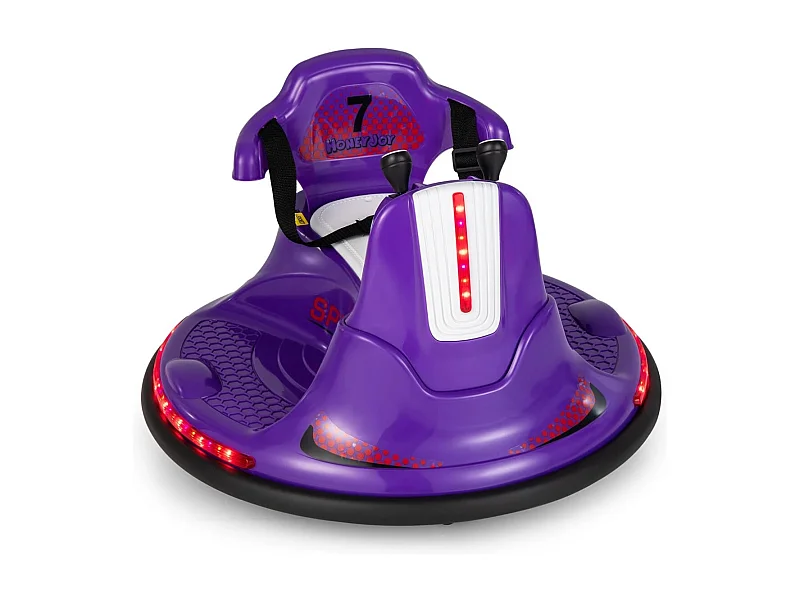 Autoscontro elettrico a batteria con doppio joystick telecomando luci a LED, Autoscontro per bambini Viola