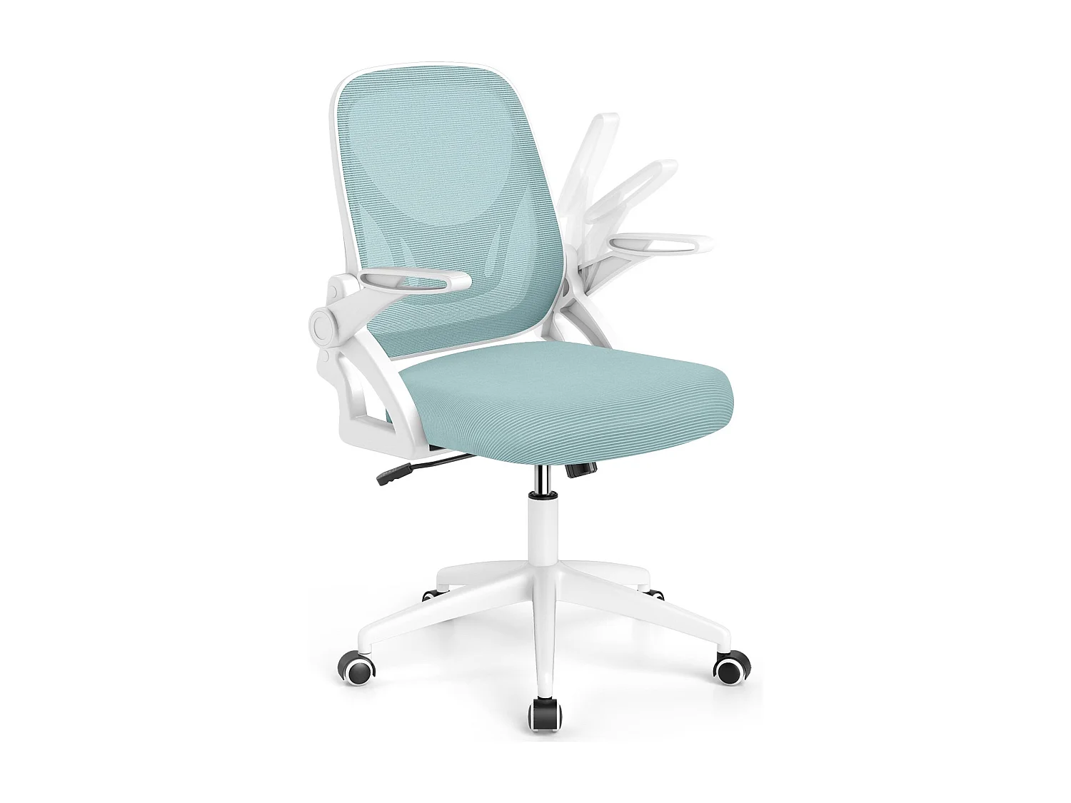 Ergonomischer Bürostuhl mit Hochklappbaren Armlehnen & Wippfunktion Schreibtischstuhl Blau