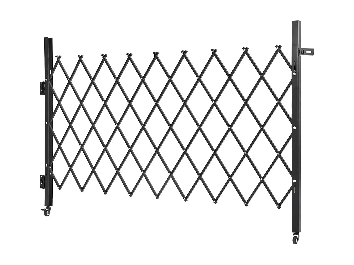 Barierka Bezpieczeństwa SucceBuy Rozsuwana 190 x 131 cm, Pojedyncza Brama Nożycowa, Zamykana i Chowana, ze Solidnej Stali, do Wejścia, Garażu